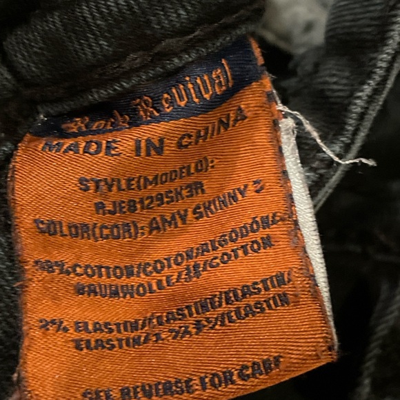 ROCK REVIVAL BLACK AMY SKINNY EMBELLISHED DISTRESSED DENIM POCKETS JEANS SIZE 29 - Picture 7 of 10